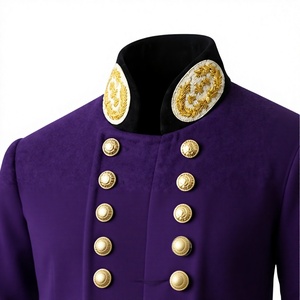 Vintage Men's Overcoat Woolen Frock Coat Embroidered Button Front Long Outerwear <b>for</b> Winter - Product Image 6