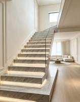 Carreaux de marches d'escalier en porcelaine polie antidérapante de haute qualité pour escalier moderne