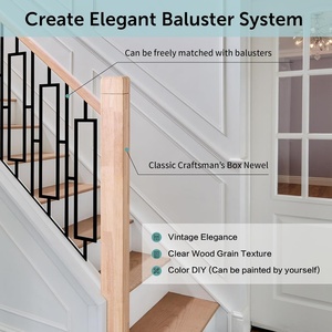 Tristcily - Juego de 4 postes de escalera de <span class=keywords><strong>madera</strong></span> de caucho de 35x47 con ranura única y muescas, para interior/exterior, para barandilla de escalera - Product Image 4