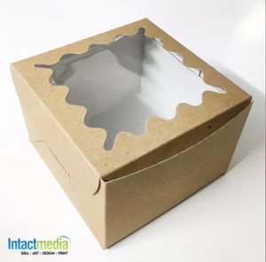Boîte à gâteau en matériau kraft avec et sans fenêtre - Product Image 1