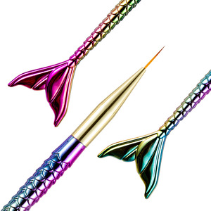 Kit de pinceaux à ongles sirène 3 pièces 30g, stylo de sculpture pour photothérapie, pour traçage progressif, fibres artificielles, manche en plastique, personnalisable pour ongles - Product Image 6