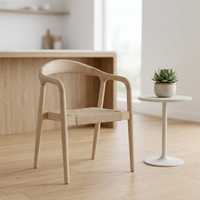 Chaise de salle à manger en bois massif avec coussin en corde tressée, mobilier de restaurant pour la maison, le bureau, la cuisine, l'hôtel, chaise en bois polyvalente