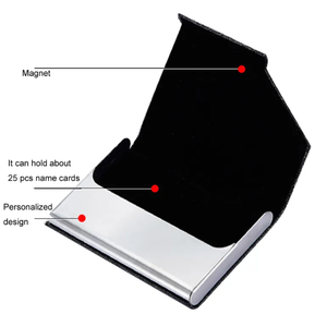 PU cuir aluminium inoxydable métal nom carte étui boîte pour hommes femme personnalisé porte-carte <span class=keywords><strong>de</strong></span> visite - Product Image 3
