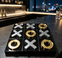 Jeu de Tic Tac Toe en acrylique personnalisé en usine, ensemble de jeu de table XO de luxe en or et argent