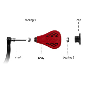 Poignée de moulinet de pêche antidérapante en TPE de 35 mm pour moulinets spinning, compatible avec Shimano Vanford, rouge - Product Image 3