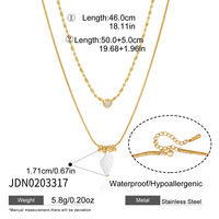 Collares con Colgantes en Capas de Acero Inoxidable Chapado en Oro de 18K, Resistentes al Deslustre, con Temática Oceánica, para un Estilo Veraniego y Vacacional en la Playa
