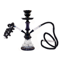 Set Pipa Shisha Kaca Arab Baru Portable Ukuran Kecil Model Double-Tube Warna Pink Ungu