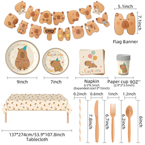Vente en gros de sets de vaisselle de fête de Noël modernes, jetables, biodégradables et écologiques, sur le thème du capybara, personnalisables - Product Image 3
