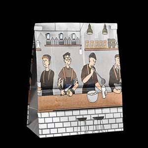 Sac en papier kraft biodégradable avec fenêtre pour aliments à emporter, noix, snacks, popcorn - Product Image 3