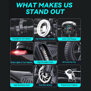 Vélo électrique tout-terrain F6 DTTZH US Warehouse avec pneus larges, moteur 48V 15Ah, autonomie de 60 miles, pneus larges de 20 pouces, vitesses parfaites - Product Image 6