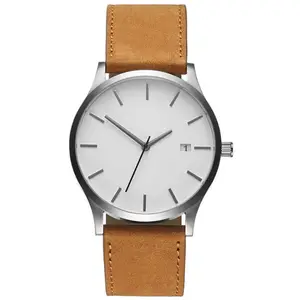 Mejor oferta de los hombres ver gran Dial de cinturón bandas para reloj de calendario relojes de cuarzo para hombre venta al por mayor