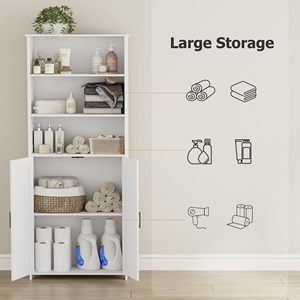 67" <strong>Tall</strong> <strong>Bathroom</strong> <strong>Storage</strong> Cabinet, Freestanding Farmhouse Cabinet with 2 Doors and Shelves, <strong>Bathroom</strong> Organizers and <strong>Storage</strong> - Product Image 3