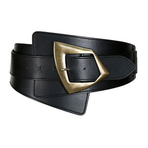 <span class=keywords><strong>Ceinture</strong></span> large élastique pour femme, <span class=keywords><strong>ceinture</strong></span> vintage en cuir PU noir décorative avec boucle en alliage pour robe ou manteau - Product Image 5
