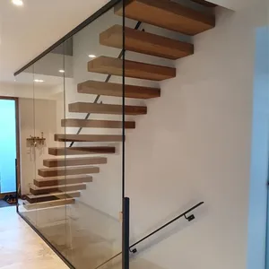 Escada flutuante madeira piso de madeira invisível, escada flutuante