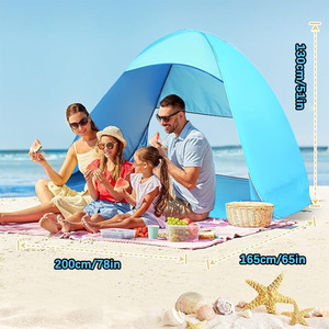 Tente de plage pop-up 200x165x130 cm, abri solaire extérieur entièrement automatique pour les loisirs en bord de mer - Product Image 2