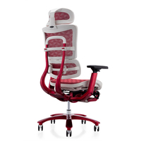 Chaise ergonomique de luxe, base en alliage d'aluminium, rouge, confortable, pleine maille, chaise de bureau avec BIFMA