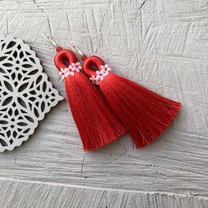 Pink Christmas tassel <b>earrings</b> Handmade Creations - Product Image 1