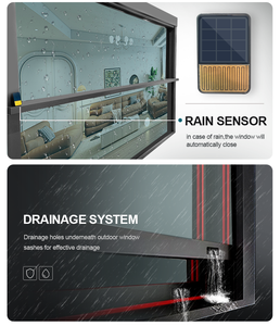 Fenêtres à levage automatique modernes en aluminium, vitres coulissantes verticales électriques avec capteur météo, durables - Product Image 4