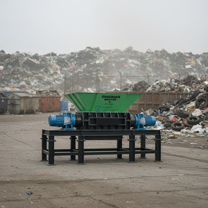 Broyeur à double arbre pour déchets textiles, équipement de broyage de ferraille, broyeur de portes et fenêtres en aluminium et plastique, et machine d'emballage - Product Image 1