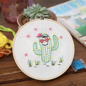 Kit de broderie DIY XIXI pour débutants avec motif estampé et base en tissu de coton, forme ronde faite à la main - Product Image 4