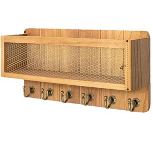 Wooden entryway key storage <b>rack</b>, wall-mounted <b>shelf</b>, living room wall-mounted magazine and newspaper storage <b>rack</b> - Product Image 1