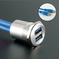 Kabel Ekstensi USB 3.0 Panel Flush-Mount 25MM Double Port 60cm dengan Buckle untuk Dashboard Mobil/Truk/Kapal/Motor (Kontak Kuningan)