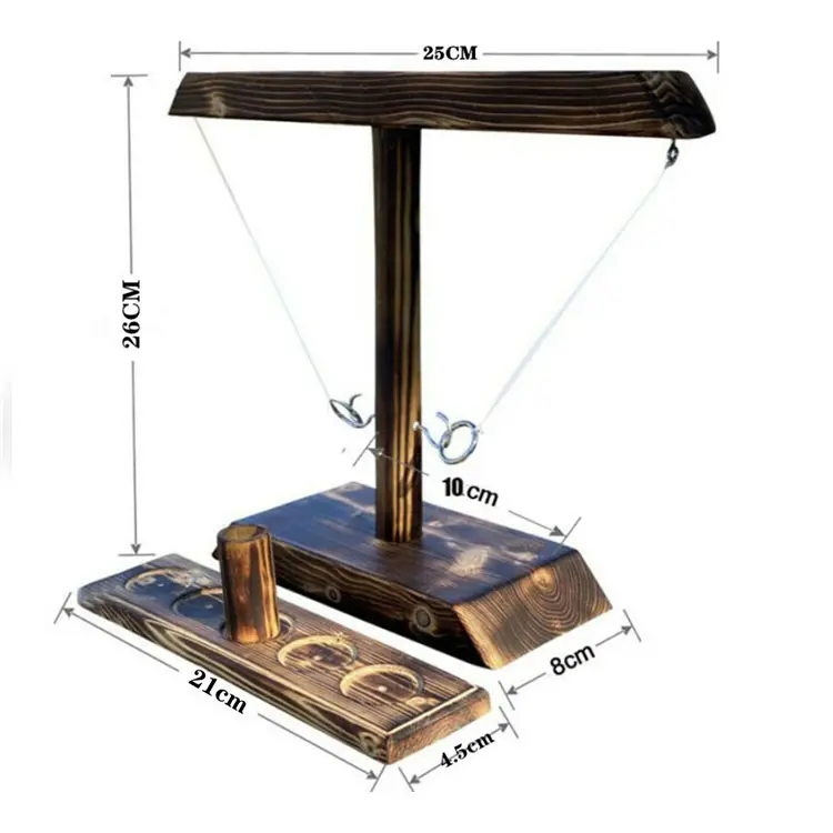 Adultos Corda Ajustável De Madeira Jogando Tiro Escada Beber Batalha Jogo Gancho De Madeira E Anel Toss Jogos para Crianças