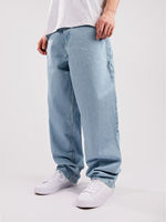 ZY Nouveau design Vente en gros Jeans baggy pour hommes à taille mi-haute avec poche latérale 100% coton Bleu Logo personnalisé Jean uni ample pour hommes