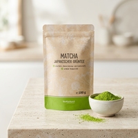 Sachet d'emballage personnalisé pour poudre de matcha avec logo, sac intérieur de qualité alimentaire, pochette autoportante thermoscellable en aluminium