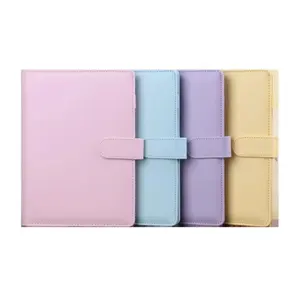 Wholesale Notebook Spiral Business Planner Work Agenda Budget Binder Macaron Candy Color PU Leather Cover A5 A6 Binder