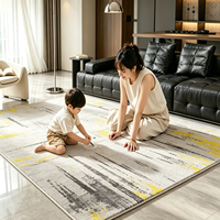 Grey Blue Watercolor Art Pattern Stain Resistant Bedroom Floor Rug