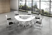 Table de formation modulaire moderne LIWEI, gain de place, avec chaises pliantes en maille à roulettes pour bureau et salle de conférence