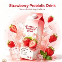 Fruitdrank op maat, 400ml & 1L beker verpakking, aardbei, Lactobacillus samenstelling, groothandel