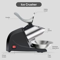 Machine à glace pilée 380W, 3 lames, capacité 280lbs/h, broyeur électrique de glace anti-éclaboussures avec pioche à glace