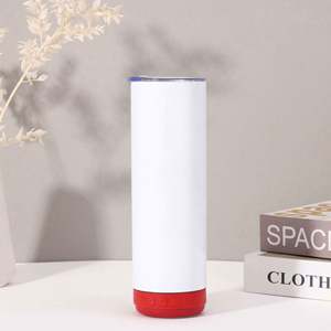 Bouteilles d'eau intelligentes en acier inoxydable avec haut-parleur musical sans fil, gobelets vierges pour sublimation, droits, 20 oz, minimalistes, USB - Product Image 5