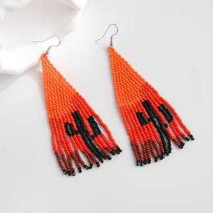 Pendientes de cuentas de borla vintage Pendientes de <span class=keywords><strong>cactus</strong></span> hechos a mano de estilo popular bohemio para mujer - Product Image 3