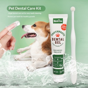 Pet Dog &amp; <strong>Cat</strong> Oral <strong>Cleaning</strong> Toothbrush and Toothpaste Set with Finger Cots Strong Odor Control &amp; Fresh Breath - Product Image 1