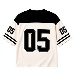 T-shirt Homme Oversize Col V Veil 05 Manches Courtes avec Bordure Contrastante Style Urbain Tissu Jersey Motif Lettres Imprimées - Product Image 2