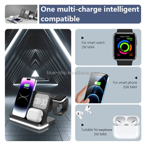 Bán Buôn Bộ Sạc Điện Thoại Mới Bộ Sạc Adapter Đa Chức Năng Đồng Hồ Báo Thức 15W Nhanh Chóng Sạc LED Ánh Sáng Ban Đêm Sạc Không Dây - Product Image 6