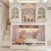 Lit Enfant en Bois Massif, Lit Superposé, Lit Château de Princesse
