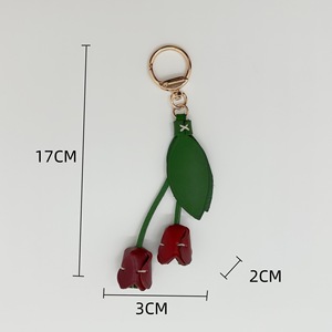 Breloque de sac en cuir véritable faite à la main en forme de tulipe avec fermoir, pendentif fleur, accessoires pour sacs pour femmes - Product Image 2