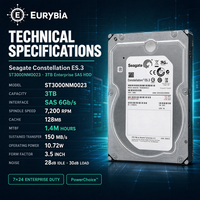 Disque dur interne d'entreprise Seagate Constellation ES.3 ST3000NM0023 3 To 7200 tr/min SAS 6 Gbit/s 128 Mo 3,5 pouces pour serveur