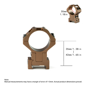 Anneaux de montage pour lunette BANGBANG 30 mm, hauteur centrale réglable 1,38 "-1,65" pour montage 20 mm (marron) - Product Image 3