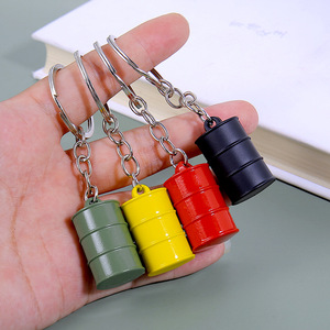 Wholesale 3D Oil Barrel Turbo Keychain Vintage Style Metal Gas Station Carabiner with UV Printing Fashionable Promotion Keyring - Product Image 1