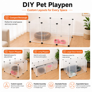Valla Modular Transparente <span class=keywords><strong>para</strong></span> Mascotas, Jaula <span class=keywords><strong>para</strong></span> Perros y Conejos, <span class=keywords><strong>para</strong></span> Perros Pequeños y Medianos, Uso Interior, Sin Montaje - Product Image 6