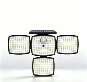 Lampada <span class=keywords><strong>da</strong></span> Parete Solare a Quattro Teste <span class=keywords><strong>con</strong></span> <span class=keywords><strong>Sensore</strong></span> <span class=keywords><strong>di</strong></span> <span class=keywords><strong>Movimento</strong></span> LED e Doppio <span class=keywords><strong>Sensore</strong></span> IP65, Nuovo Modello 2025 per Esterni - Product Image 2