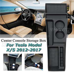 1PCS Boîte de rangement en silicone noire pour console centrale de voiture pour Tesla Model X / S 2012 2013 2014 2015 2016 2017 2018 - Product Image 1