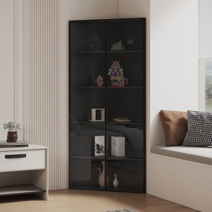 Librería Esquinera <span class=keywords><strong>de</strong></span> Madera Contemporánea con Vitrina Iluminada con LED, Ecológica, <span class=keywords><strong>de</strong></span> Gran Capacidad y Duradera - Product Image 5