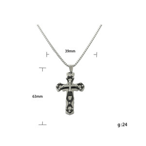 Stainless Steel <b>Cross</b> Pendant Men's Necklace Geometric Design Punk Style 120170 - Product Image 5