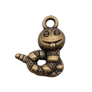 Pendentif Serpent Souriant en Alliage de Zinc Argent Vieilli 16x12mm, Motif Serpent à Cliquet Enroulé, pour Décoration de Lanière d'Éleveur de Reptiles - Product Image 5